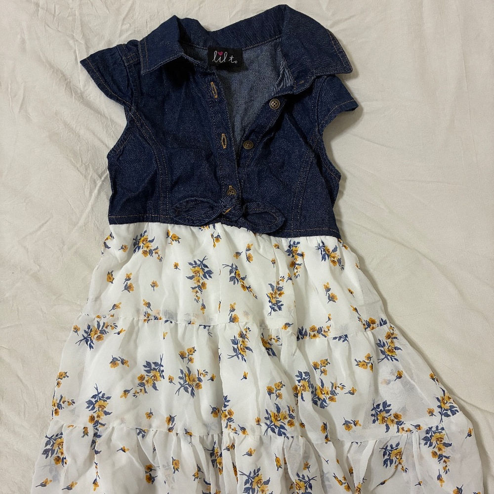 Lilt 4T Toddler Dress Denim to with floral skirt